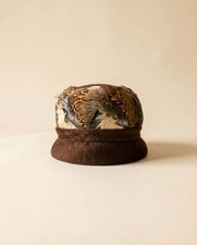 Vintage 1920s 1930s Inspired Cloche Hat Feather Crown Brown Felt Brim Art