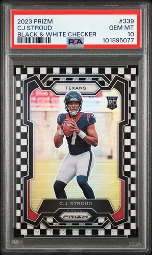 2023 PANINI PRIZM BLACK & WHITE CHECKER #339 CJ STROUD ROOKIE RC PSA 10