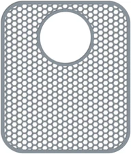 Silicone Kitchen Sink Protector Mat with Rear Drain Non Slip Heat Resistant Grid