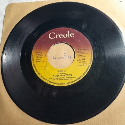 Ruby Winters 'I Will ! / Bluer Days Ahead' 7'' Single CR141 Creole 1977