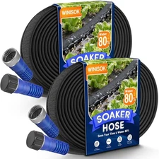 100FT Soaker Hose, Heavy Duty Double Layer Gardening Hoses, save 80% Water, Flex