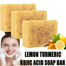 3Pcs Lemon Turmeric Kojic Acid Soap Bar Turmeric Soap Bar for Dry Sensitive Skin
