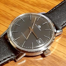 Bucherer Men's Automatic Black Dial Watch Date Leather Strap From Japan