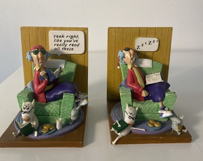 Hallmark Shoe Box Maxine Figurine Book Ends Zzzz Reading Books Dogs Novelty Vtg