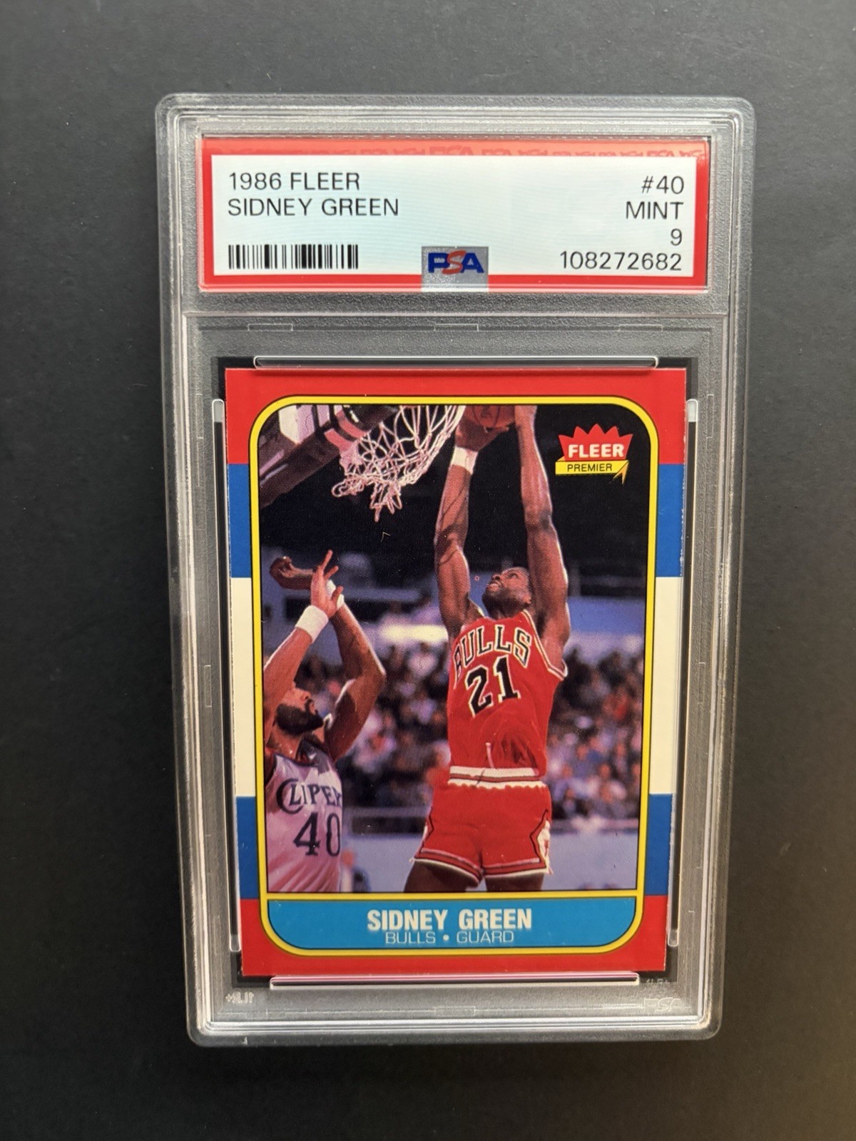 1986 Fleer #40 Sidney Green PSA 9 MINT Chicago Bulls