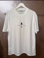 Men's Brunello Cucinelli T-Shirt Size L (50) Color White 100% Cotton Big Logo