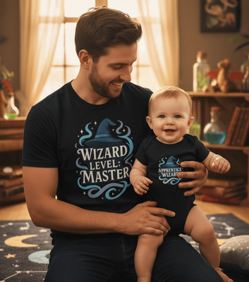 Wizard Master Apprentice Matching T-Shirt Baby Grow Set Funny New Parent Gift
