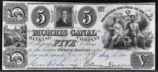 July 2, 1841 New Jersey Morris Canal & Banking $5 Dollar Obsolete Banknote