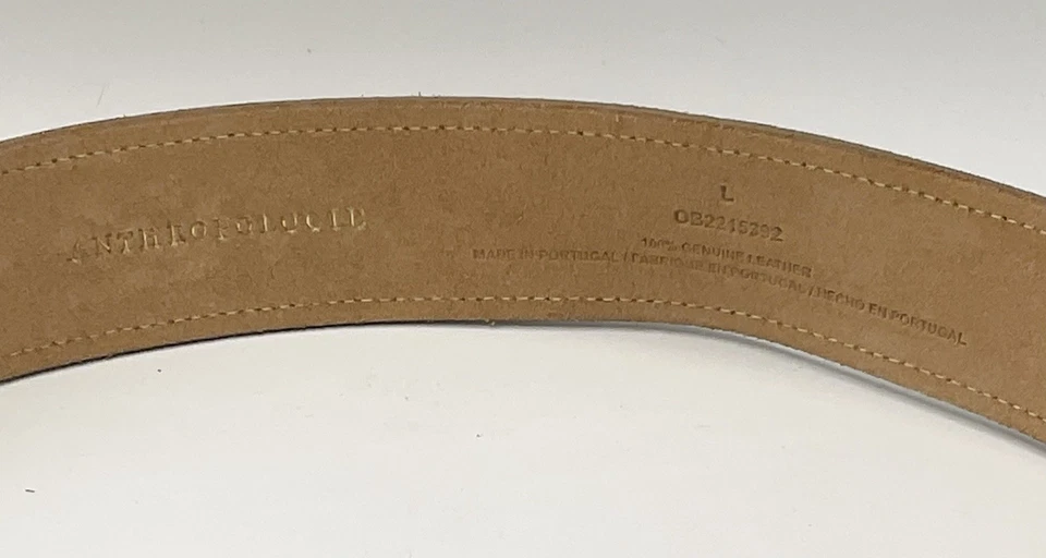 Cinturón Anthropologie 100 % gamuza genuina cedro, talla L, hebilla de latón y guardián nuevo con etiquetas Foto 3 de 4