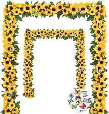 2 Pack Artificial Sunflower Garland Decor, Sunflower Vines Hanging Flowers Garla