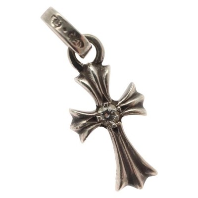 Chrome Hearts Baby fat Pendant Top Double Diamond Ag925 Silver
