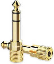 1/4 Inch 6.35mm Male to 1/8 3.5mm Female TRS Stereo Audio Jack Gold