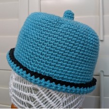 Handmade Crochet Knit Bucket Hat Turquoise Aqua Fairy Cottage 100 Acrylic