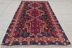 Rare Hand Knotted Vintage Afghan Adras Khan Balouch Wool Area Rug 6 x 3 Ft