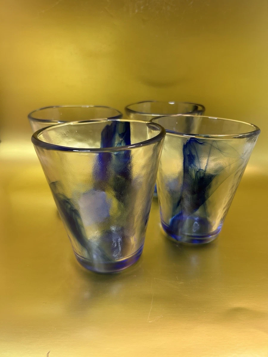 Bormioli Rocco Cobalt Blue 6set ヴィンテージ 2 Bormioli Rocco Art Glass Cobalt Blue Swirl Clear Glasses | eBay