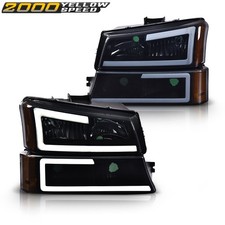 Fit For 2003-2007 Silverado Avalanche Led Drl Headlights Bumper Headlamps