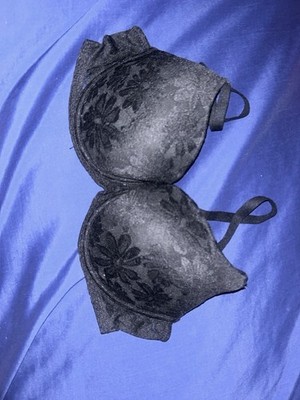Black Floral Padded Adjustable Strap T-Shirt Bra for Women