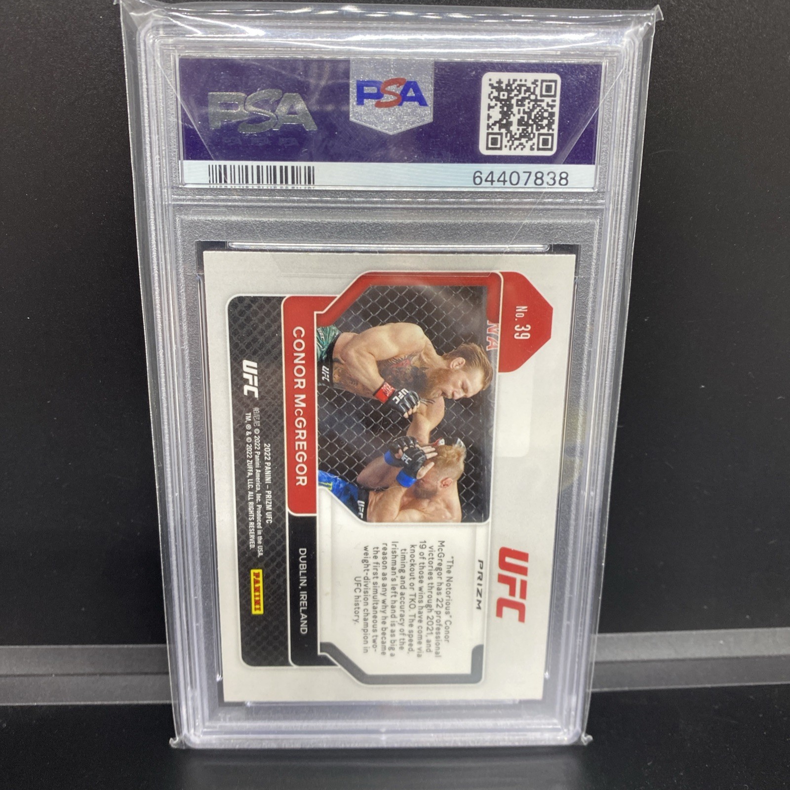 2022 UFC Prizm Conor McGregor Ruby Red Prizm PSA 9  view 2