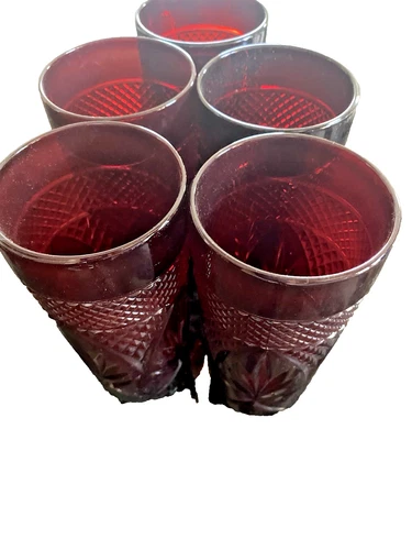 Luminarc Cristal D'Arques Durand Ruby Red Set of 5 Tumbler Glass France 6.25"