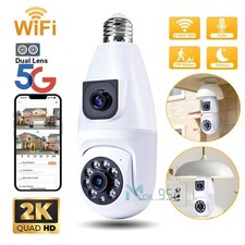 5G 2K HD Smart Security Camera System Dual Lens 360  E27 Light Camera Night Home