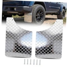 2 Pack Universal Truck Mud Flaps - Silver 19 X 11 - Aluminum Diamond Plate