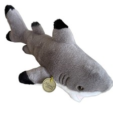 Aurora Miyoni Blacktip Shark Plush Gray Realistic Stuffed Animal Ocean 12”