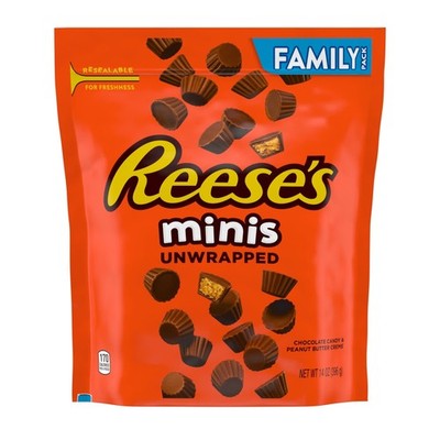 Reese's Minis Unwrapped Chocolate Peanut Butter Creme Cups Candy, Family Pack 14