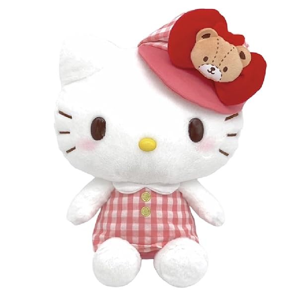 Nakajima SANRIO CHARACTERS Gingham Newsboy Cap Hello Kitty M Plush 188854-23 JP