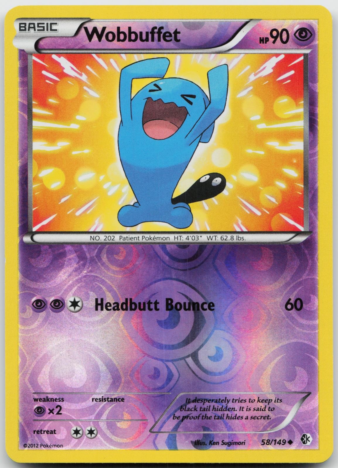 Wobbuffet 58/149 Uncommon Boundaries Crossed Pokemon Reverse Holo Near Mint