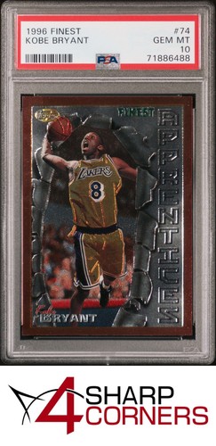 1996 TOPPS FINEST #74 KOBE BRYANT RC LAKERS HOF PSA 10