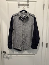3.1 Phillip Lim Men's Gray Button Up with Navy Long Sleeve Shirt Size M