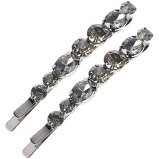 2pcs Crystal Bobby Pins: Black Rhinestone Bobby Pins - Black Rhinestone Hair Acc