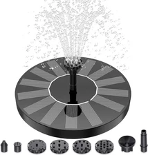 Solar Bird Bath Fountain Pump – 1.5W Solar Panel, 6 Nozzle Options for Garden