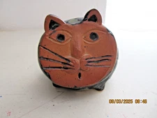 Whimsical Studio Art Pottery Flat Faced Cat Bank~Cork Legs~Cork Stopper~Unique