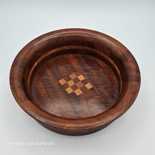 Handmade Walnut Segmented Bowl - Checkerboard Inlay - Lathe-Turned Wood Art