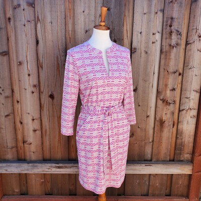 Ellie Kai Pink Ikat Print Long Sleeve Dress Size 4 | eBay