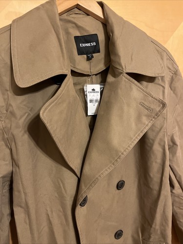 NWT Men’s Express Trench coat Size Medium Tan - Picture 2 of 5
