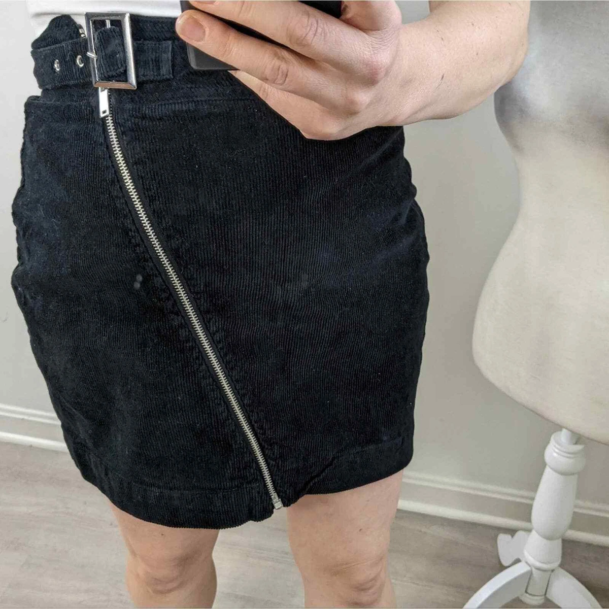 Urban outfitters black 2025 corduroy skirt