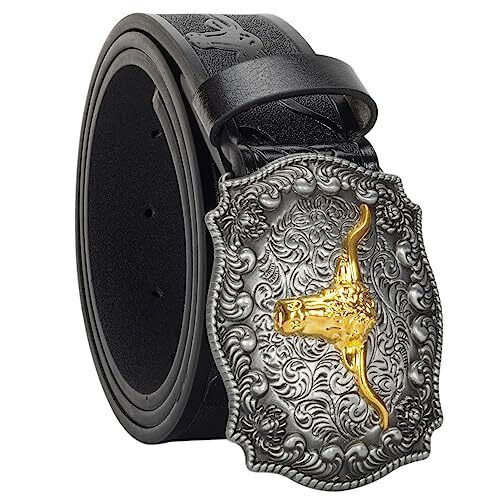 Men-Women-Western-Cowboy-Belt PU-Leather Floral Engraved  display picture 2