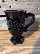 Avon Cape Cod Ruby Red Glass Footed Irish Coffee Cup, 5" Tall x 3" Diameter