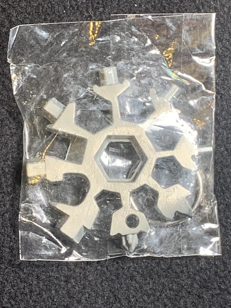 18-in-1 Snowflake Keychain Multi-Tool with Stainless Steel Screwdriver