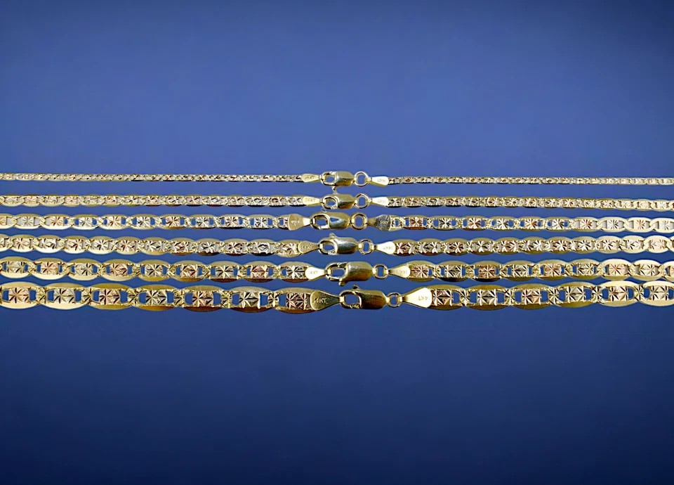 14K Tri Color Gold 1mm-6mm SOLID Valentino Mariner Anchor Bracelet Chain 7"-9" - Image 3 of 4