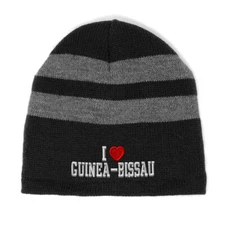 Striped Beanie for Men & Women I Love Guinea-Bissau I Love Fleece Skull Cap Hats