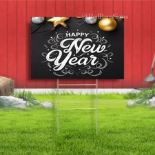 Happy new year black background yard sign