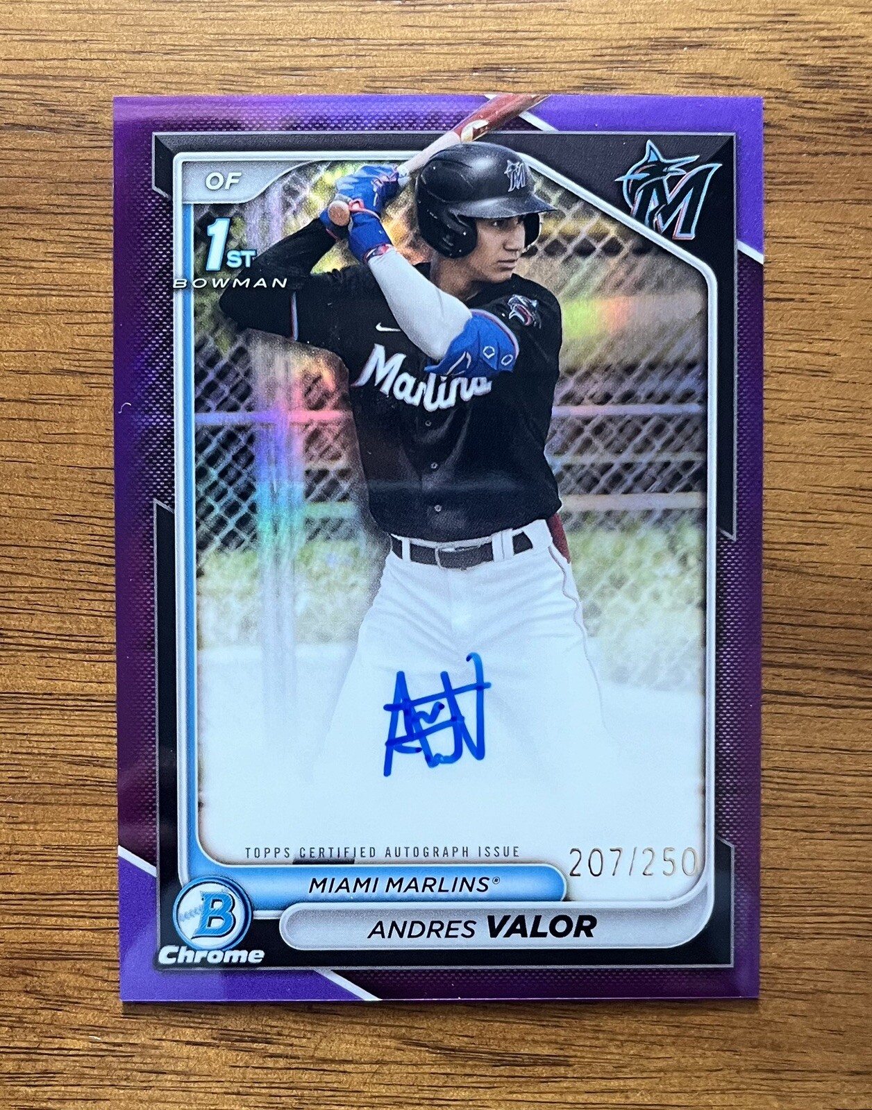 ANDRES VALOR 1st Bowman Auto Purple /250 - 2024 Bowman Chrome #CPA-AV Marlins RC