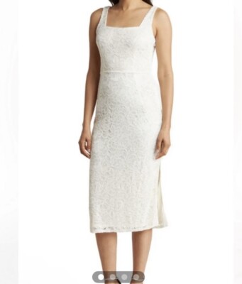 Sam Edelman Ivory Lace Midi Dress Cut Out Back Side Slit Lined Stretch Sz 10 | eBay Sam Edelman Ivory Lace Midi Dress Cut Out Back Side Slit Lined Stretch Sz 10 | eBay