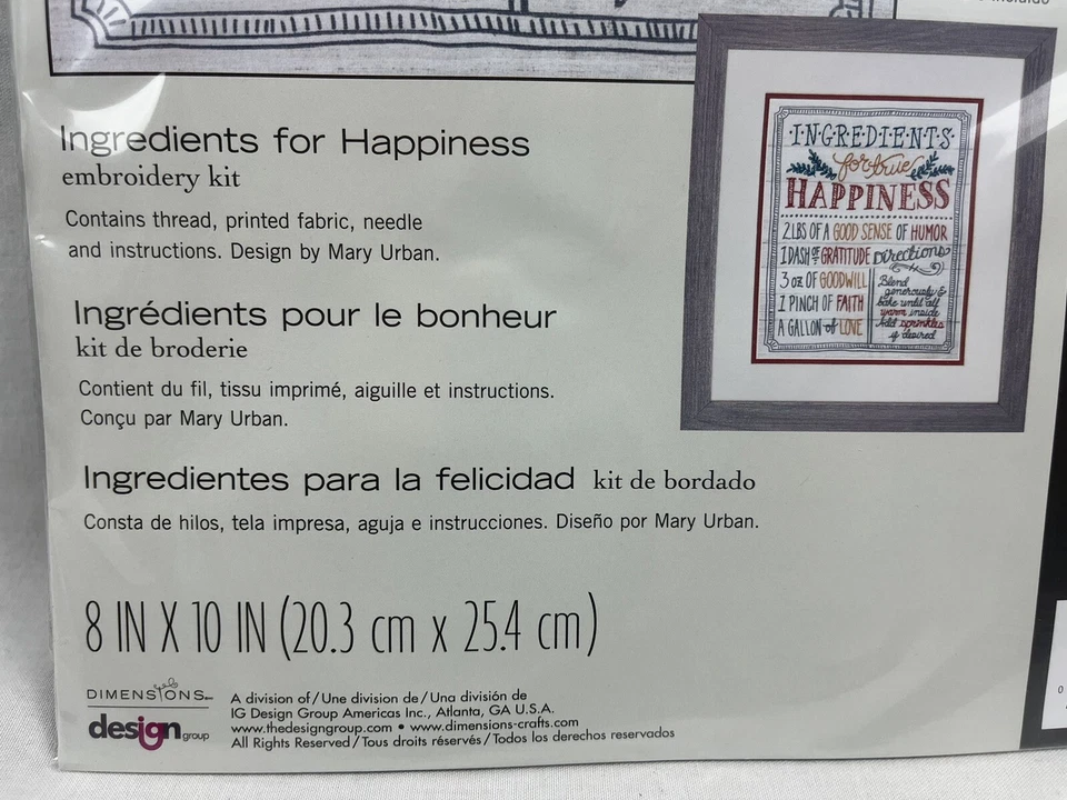 Ingredients For Happiness Dimensions Stamped Embroidery Kit 8X10 - 71-01569 - Image 3 of 4
