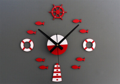 Mediterranean Nordic DIY Clock Lighthouse Rudder Lifebuoy Small Fish Clock