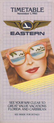 Eastern Airlines system timetable 11/1/85 [3080] Buy 4+ save 25%