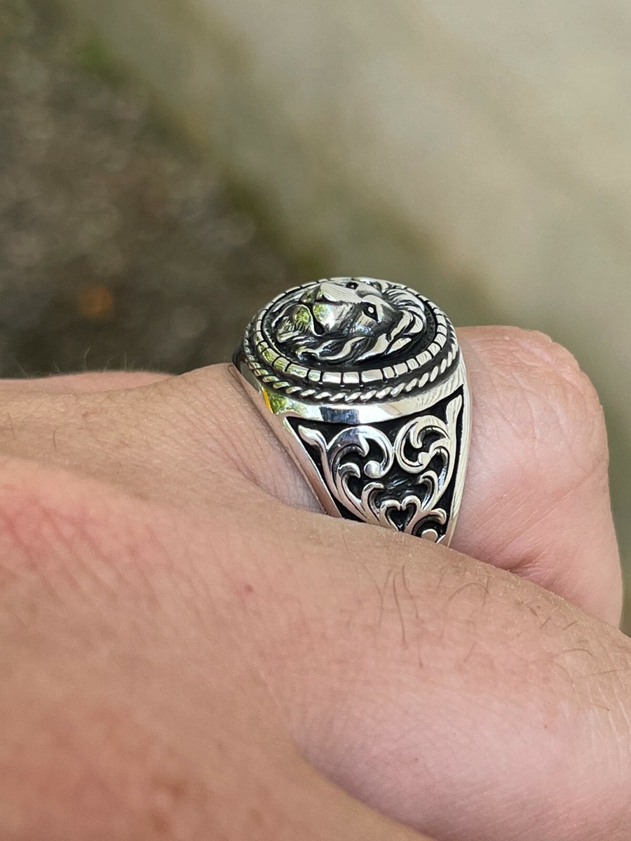 Real 925 Sterling Silver Mens Plain Lion Ring Leo Head Size 7 8 9